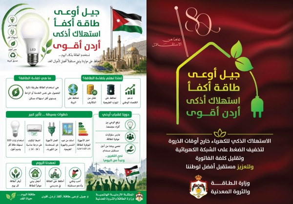 الطاقة تطلق حملة وطنية لترشيد الاستهلاك تحت شعار “جيل أوعى، طاقة أكفأ، أردن أقوى”